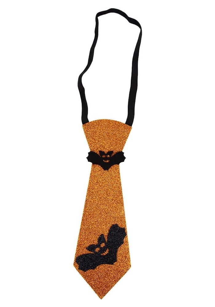 Daiso Halloween Party Neck Tie - Orange with Spooky Designs